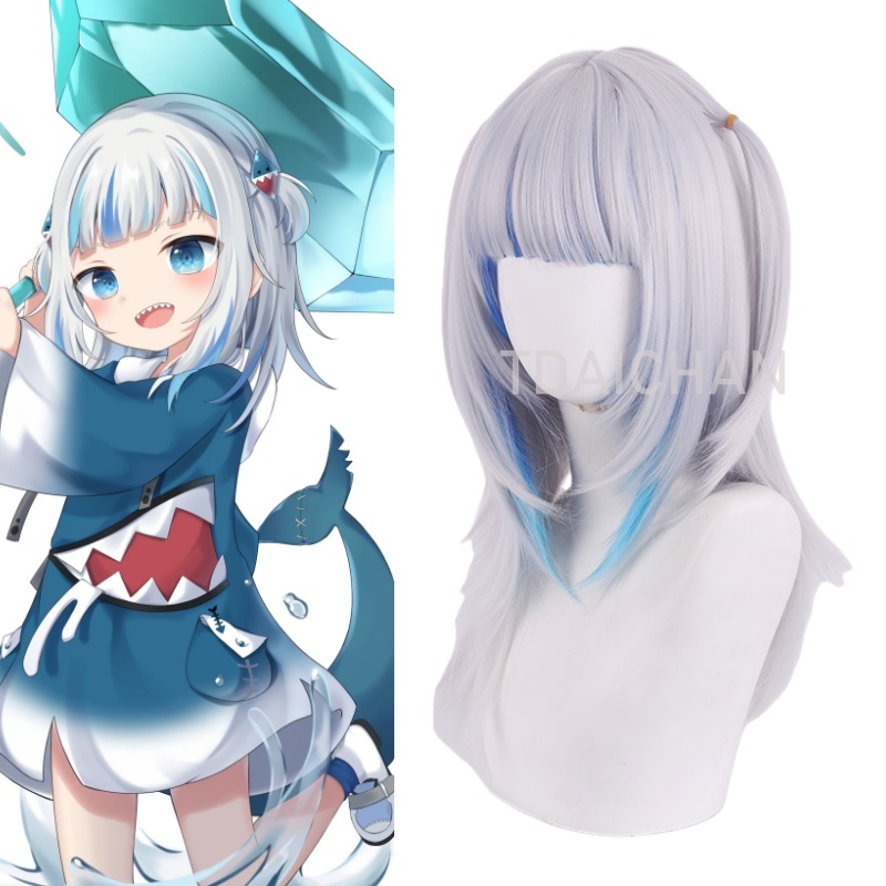 Virtual Gaming Accessories - 2025 Gawr Gura Parrucca Cosplay Bianco