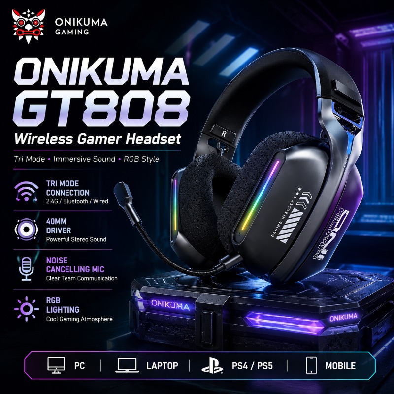 Venom Gaming Accessories - ONIKUMA GT808 Cuffie da gioco wireless