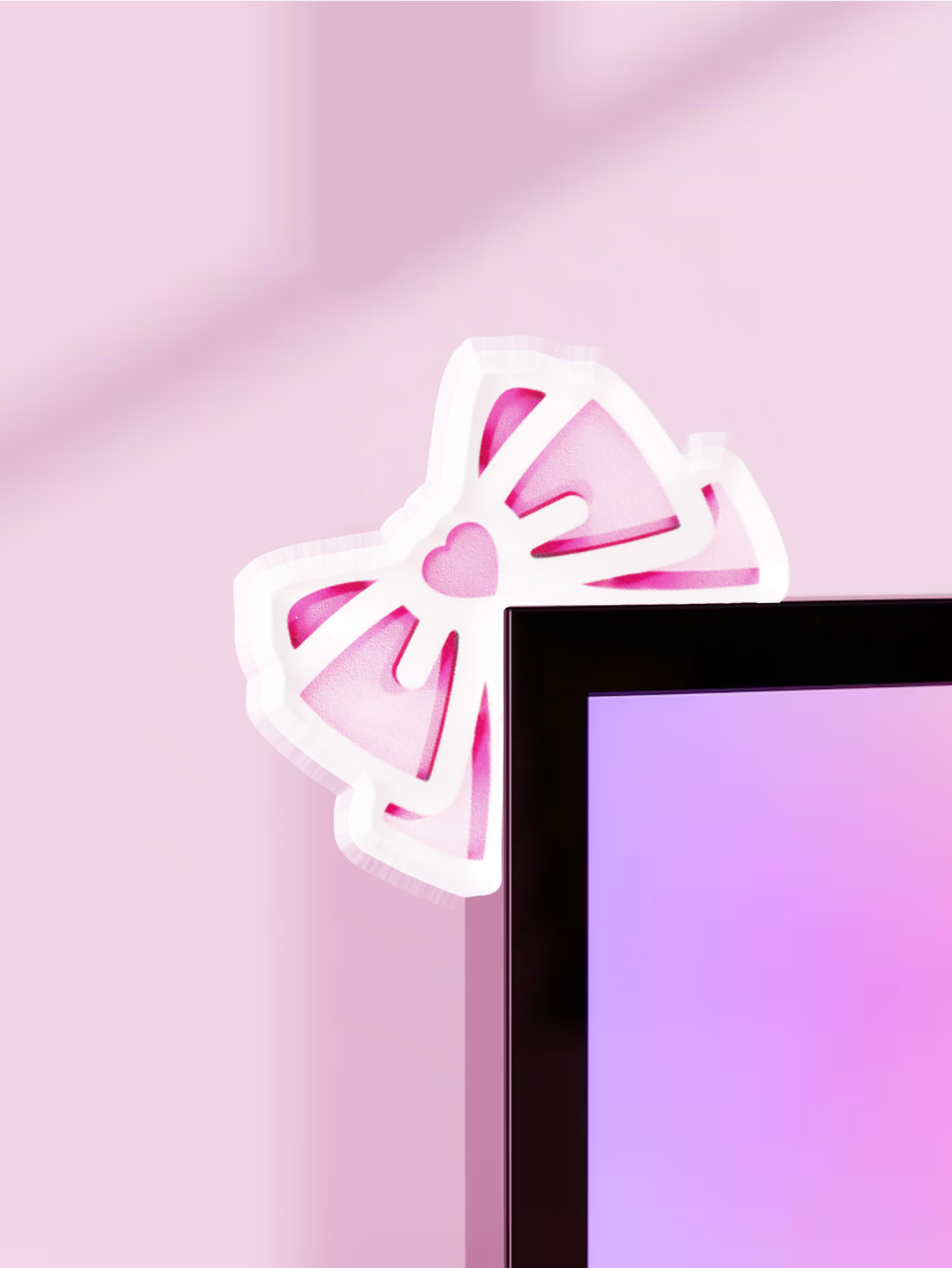 Gaming Accessories Pink - Decorazione per monitor con fiocco Kawaii